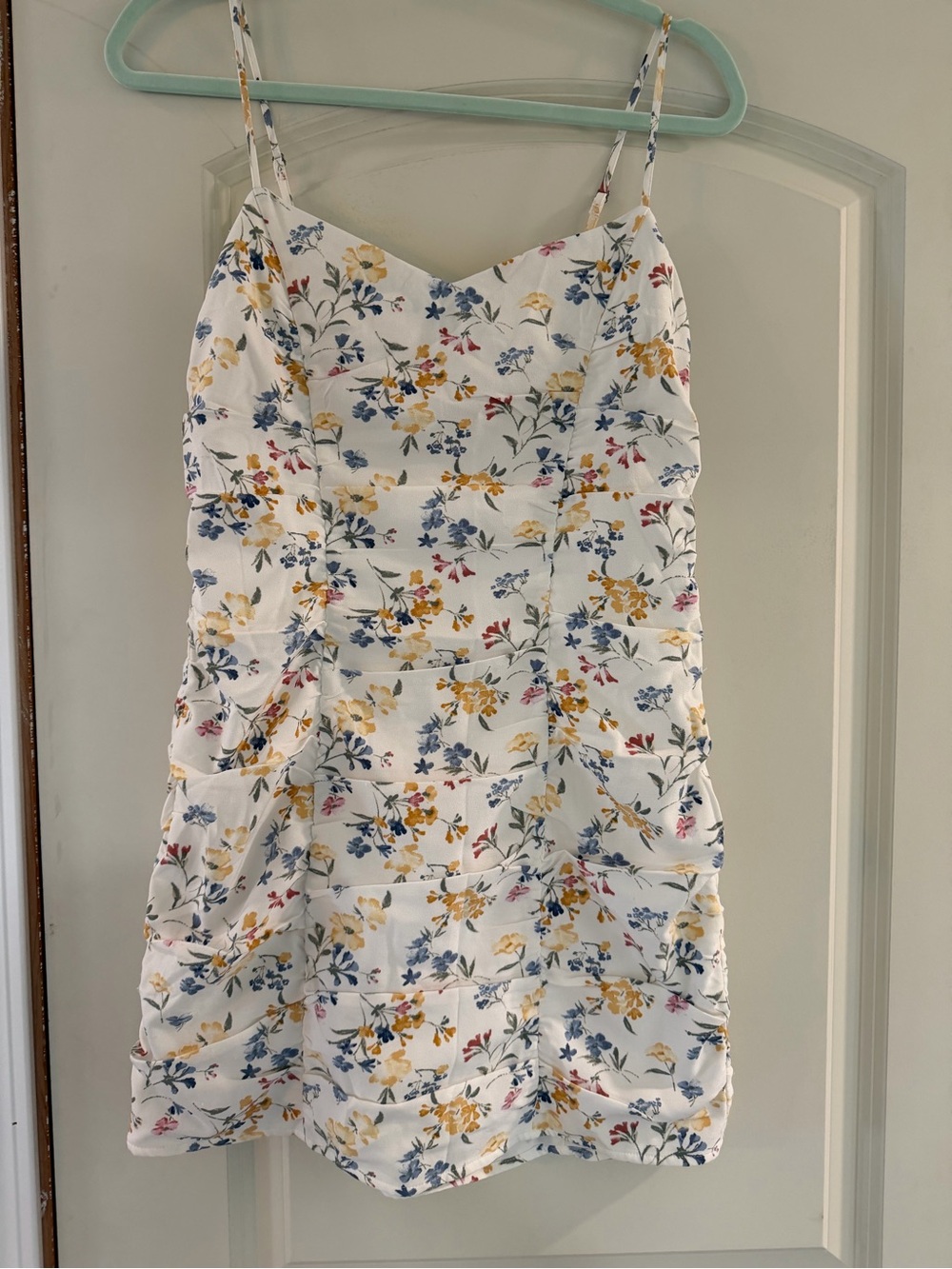 Abercrombie & Fitch White Floral Spaghetti-Strap Mini Dress